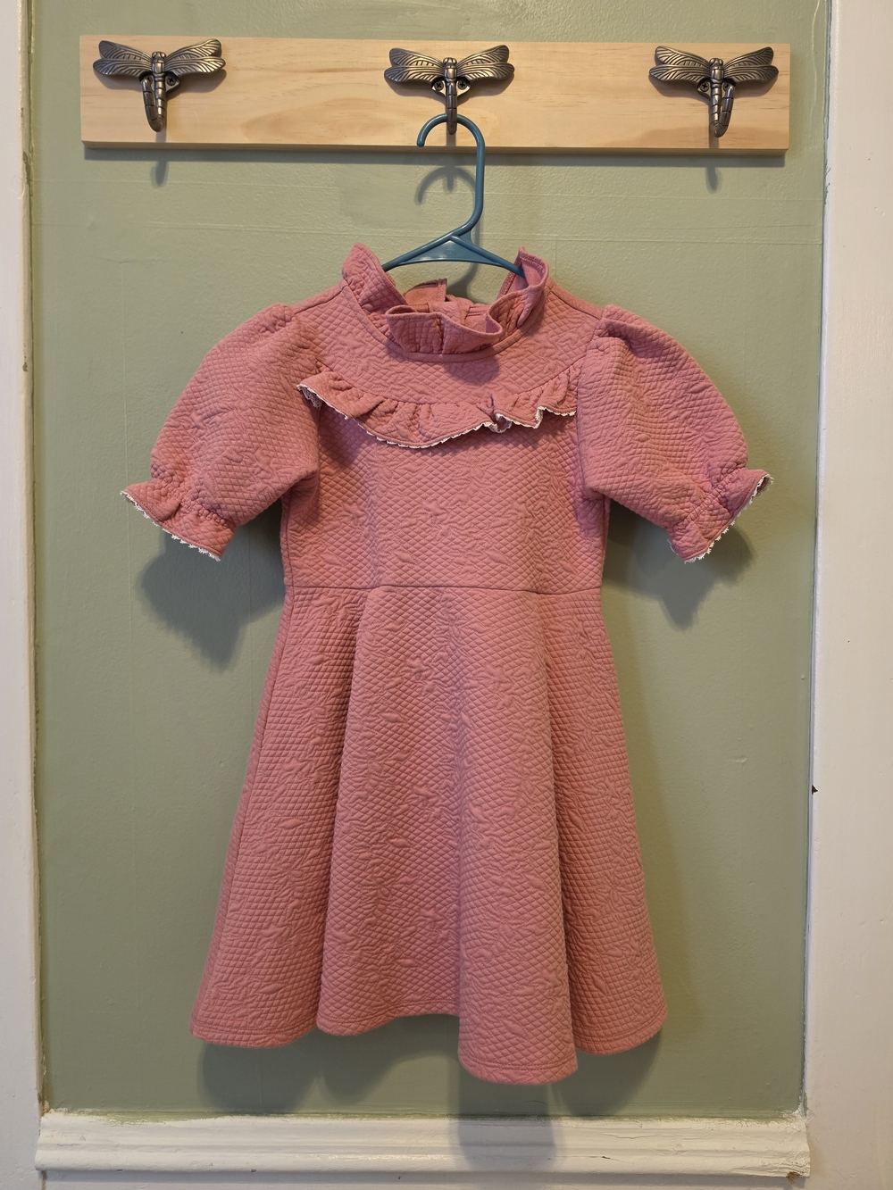 Janie and Jack Dusty Pink Quilted Ruffle Dress